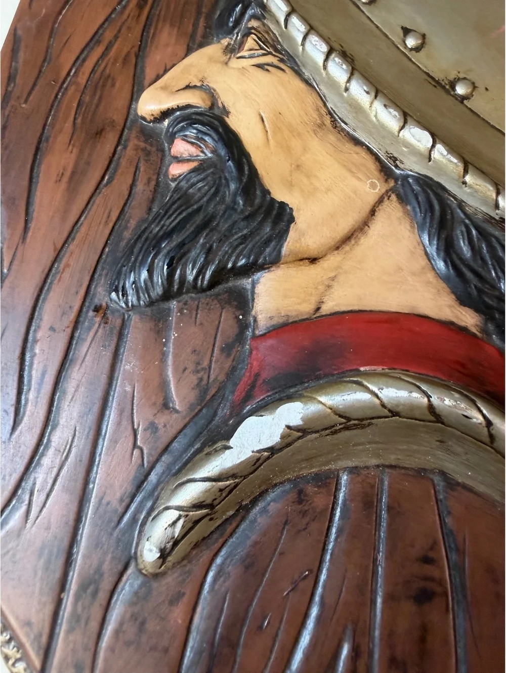 Vintage Pair of Decorative Plaques with Bearded Man in Helmet Design